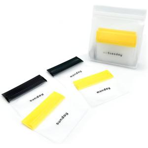 EZY DOSE Reusable 7-Day AM/PM Pill Pouch Set, Durable Multi-Purpose Travel-Sized Containers, Days of The Week Labels with Color for Easy Identification, Large Storage, Clear, BPA Free, TSA Approved (Black & Yellow)