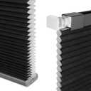 Cordless Cellular Shades, No Drill No Tools Light Filtering Honeycomb Shades, Pleated Blinds for Windows, Easy to Install, Black 42" W x 64" H