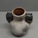 SIDUCAL Rustic Ceramic Farmhouse Flower Vase with 2 Handles, Whitewashed Terra Cotta Vase, Decorative Pottery Flower for Home Decor, Table, Living Room, Shelf Decor, 7.3 Inch, Terra