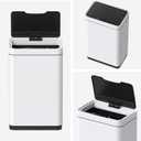 Mbillion Automatic Trash Can Touchless 15 Gallon Motion Sensor Trash Can Stainless Steel Smart Trash Cans with Lid Rectangular Touchless Garbage Can for Kitchen Bedroom Home Office White