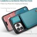 Vinich for iPhone 16 Pro Wallet Case with Card Holder, RFID Blocking Credit Slots Kickstand Shockproof Phone Cover Fit for iPhone 16 Pro 6.3" Bluish Green