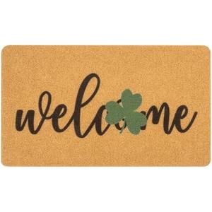 Mealah St. Patrick's Day-Welcome-Doormat-Front Door - Shamrock Outdoor- Entrance-Porch Home Spring-Decor Door-Mats 17x29 Inch