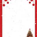 Red Bulbs & Christmas Tree Stationery Paper - 50 Sheets of Letterhead for Winter & Holiday Events