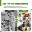 Palksky Stainless Steel Colander Set with Handles & Self-Draining Base, 3 Sizes (7, 9, 11), Heavy Duty Pasta Strainer, Rice & Vegetable Strainer, Countertop Draining System