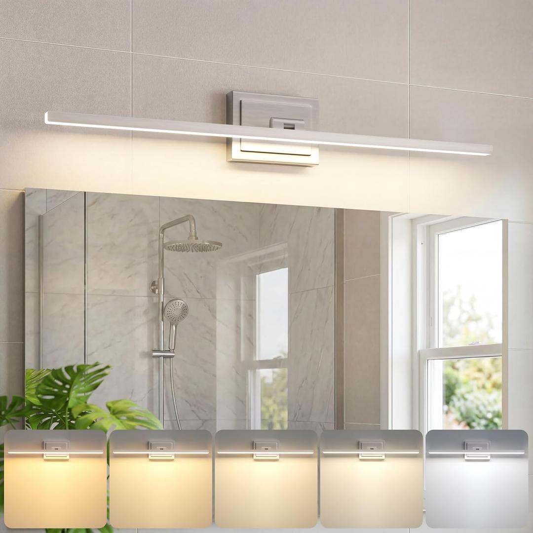 VOLISUN Modern Bathroom Vanity Light 31.5 inch, Rotatable, 18W Dimmable 5CCT Led Bathroom Light Fixture Over Mirror, Brushed Nickel Bar Vanity Light for Bathroom Mirror Cabinets-ETL Certificated