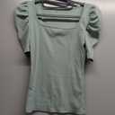 WDIRARA Women's Puff Sleeve Square Neck Short Sleeve Elegant Tee Top (M)