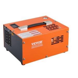VEVOR PCP Air Compressor, 4500PSI Portable PCP Compressor, 12V DC/110V AC PCP Airgun Compressor Manual-stop, w/External Power Adapter, Built-in Fan, Suitable for Paintball, Air Rifle, Scuba Bottle (Solar Orange)