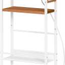 HOOBRO Small Narrow Side Table with Charging Station, Skinny End Table for Small Spaces, Slim Nightstand with USB Ports Outlet, Sofa Beside Table with Storage Shelf, White and Walnut WH102UBZ01