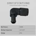 8AN Female to 1/4 Barb 90 Degree Hose Fitting Adapter Swivel Aluminum Black, Pack of 2