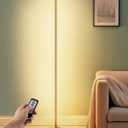 EDISHINE LED Corner Floor Lamp with Remote, 57.5" Minimalist Dimmable Corner Light, Tall Floor Lamps for Living Room, Bedroom, Office, 3000K Warm White Light (Gold)