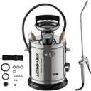 1 Gallon Pump Sprayer, Heavy Duty Stainless Steel Garden Sprayer with 14" All-Steel Wand & 4FT Reinforced Hose for Lawn Care, Weed Control & Pest Control, Includes Viton & EPDM Seals, Gloves