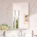 Keonjinn 20 x 30 Inch Brushed Nickel Bathroom Mirrors for Over Sink, Rounded Rectangle Silver Bathroom Vanity Mirror, Farmhouse Mirror for Wall, HD Tempered Glass, Seamless Aluminum Alloy Frame Mirror