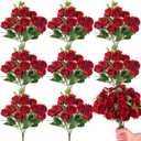 Zeyune 8 Pack 12 Inch Wedding Bouquets for Bride Bridesmaid Red Artificial Rose Bouquet Fake Silk Roses Flowers Bunches Bulk for Home Office Garden Parties Decoration