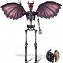 JOYIN 5FT Halloween Devil Skeleton Decor, Posable Life Size Skeleton, Full Body Realistic Bone with Movable Joint, Giant Skeletons Halloween Decorations for Haunted House Prop, Spooky Party Decor