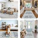 Washable 4x12 Wide Hallway Runners: Vintage Soft Runners for Living Room Bedroom Stain Resistant Carpet with Non-Slip Backing for Entryway Ktichen Ultra Thin Bathroom Carpet for Dining Room(Grey,4x12)