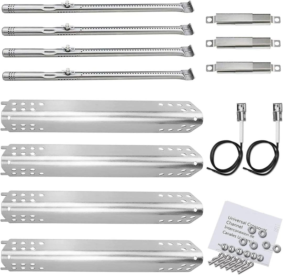 Utheer Grill Replacement Parts for Charbroil Advantage Series 4 Burner 463344015 463343015 463240015 463432215 Gas Grills, 3 Burner 463436815, Grill Burner Heat Plate Shield Adjustable Crossover Tube