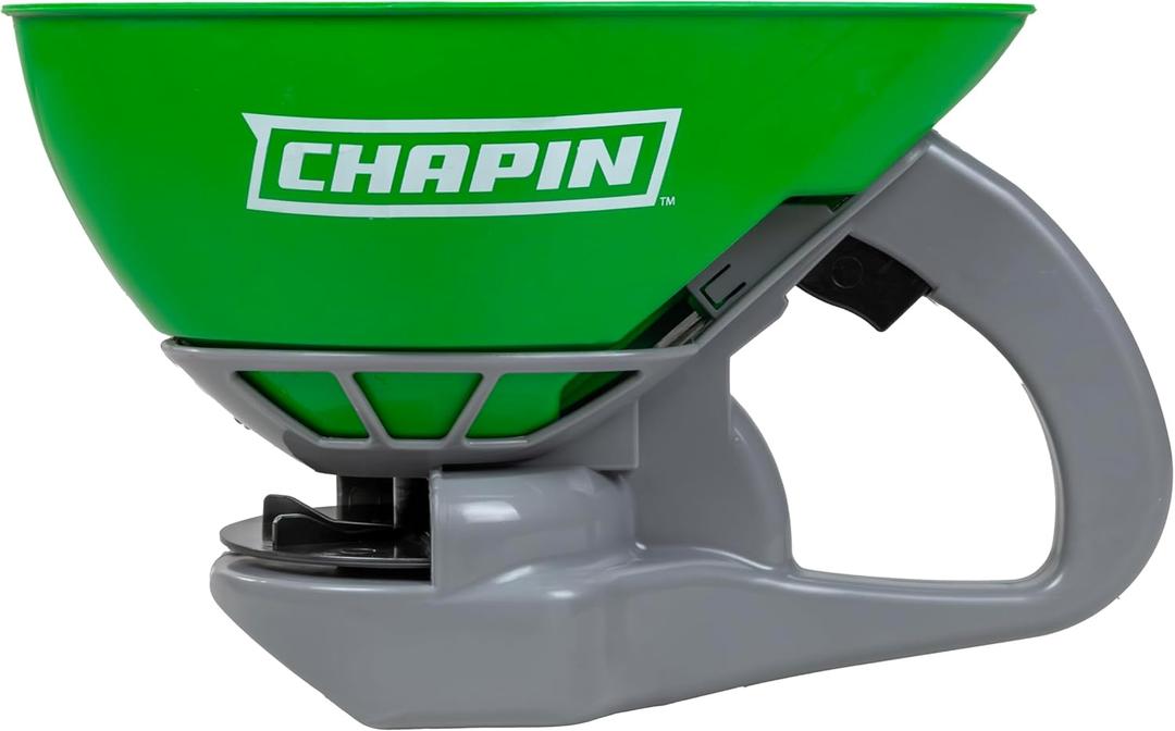 Chapin 8706G Spreader, Lawn and Garden, TurfPro, Hand Crank, Lightweight, Portable, Poly Scoop, Thumb Control Gate, 3 Settings, Ideal for Small Spaces, 15 Setting Gate, Fertilizer and Seeds, 0.3 Gal