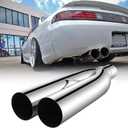 Exhaust Tips, Universal Dual Punta De Escape Para Carro 2.5" Inlet 3" Outlet 19" Length, Tail Pipe Exhaust Tips Compatible with Dodge Challenger SXT Honda Accord VW Chevy Camaro SS ZL1