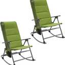 TIMBER RIDGE Oversized Folding Rocking Camping Chair, Padded Outdoor Rocker with High Back, Portable Outdoor Chair for Patio, Garden, Lawn, Supports up to 400 lbs, Green, 2 Pack, 38 x 22.5 x 43.5 inches