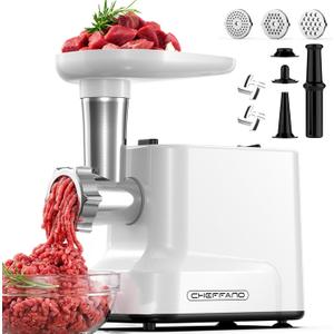 CHEFFANO Meat Grinder, [2500W Max] Electric Meat Grinders with, 2 Grinding Blades, 3 Plates, Sausage Stuffer, Kubbe Kit, for Home Kitchen Use, 3-In-1 Heavy Duty Mincer