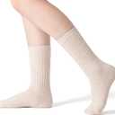 RockDove Womens Cozy Knit Calf Crew Socks with Soft Plush Feel, Warm Stretchy Comfort, Machine Washable (Oatmeal)