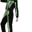 Spooktacular Creations Halloween Skeleton Costume, Family Matching Skeleton Costume for Halloween Cosplay Party (Small, Fluorescent Green)