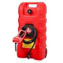 15 Gallon Gas Can, Fuel Tank Container with LE Fluid Transfer Manual Siphon Pump & 10FT Hose, Portable Diesel Gas Storage Caddy with Wheels for Car, ATV, Weeder, Boat, etc., Red