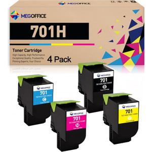 CS310 CS410 701H Toner Cartridge Replacement for Lexmark 70C1HK0 70C1HC0 70C1HM0 70C1HY0 701HY 701HC 701HM 701HK for Lexmark CS310 CS310dn CS410 CS410dn CS510 CS510de(4 Pack, BMCY)