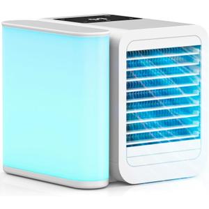 Portable Air Conditioner Cooling Fan: Evaporative Mini Air Cooler with   - USB Personal Air Cooler Desktop Ac Unit for Room Office Home (Milky White)