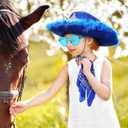 Funtery 3 Pieces Cowboy Cowgirl Costume Accessories Cowgirl Hat with Tiara Crown Heart Shaped Sunglasses Bandanas for Women Men Teens, Blue (Blue)