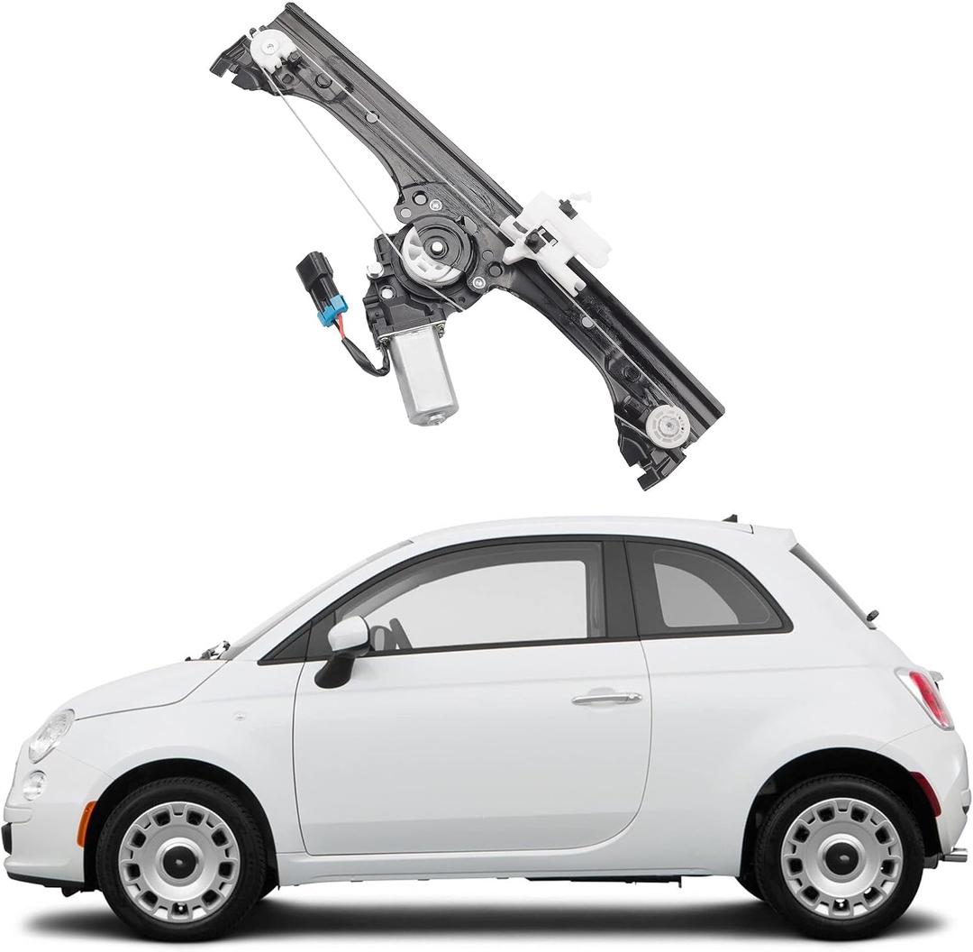 Dasbecan Front Right Passenger Side Window Regulator Assembly w/Motor Compatible with Fiat 500 2012-2019 1.4L Replaces 751-649 68070266AC 68070266AD 68070266AE