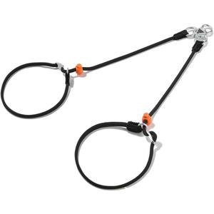 Howgo Double Slip Leash Slip Lead | Dual Dog Lead for 2 Dogs,360 Swivel No Tangle | Dog Training Nylon Leash and Collar | Double Clip Coupler and Splitter | Lightweight Aluminum (Black, 3FT)