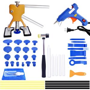 Car Dent Puller Kit,47PCS Paintless Dent Remover Kit with Golden Dent Puller, Bridge Puller & Glue Gun for Auto Body Dent Removal, Dent Pullers Kit for SUV Truck Car Refrigerator Diy Repair (Blue)