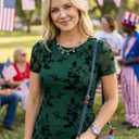 ZESICA Summer Floral Short Sleeve Tops for Womens 2026 Casual Crew Neck Going Out Mesh Shirts Fashion Clothes (S)