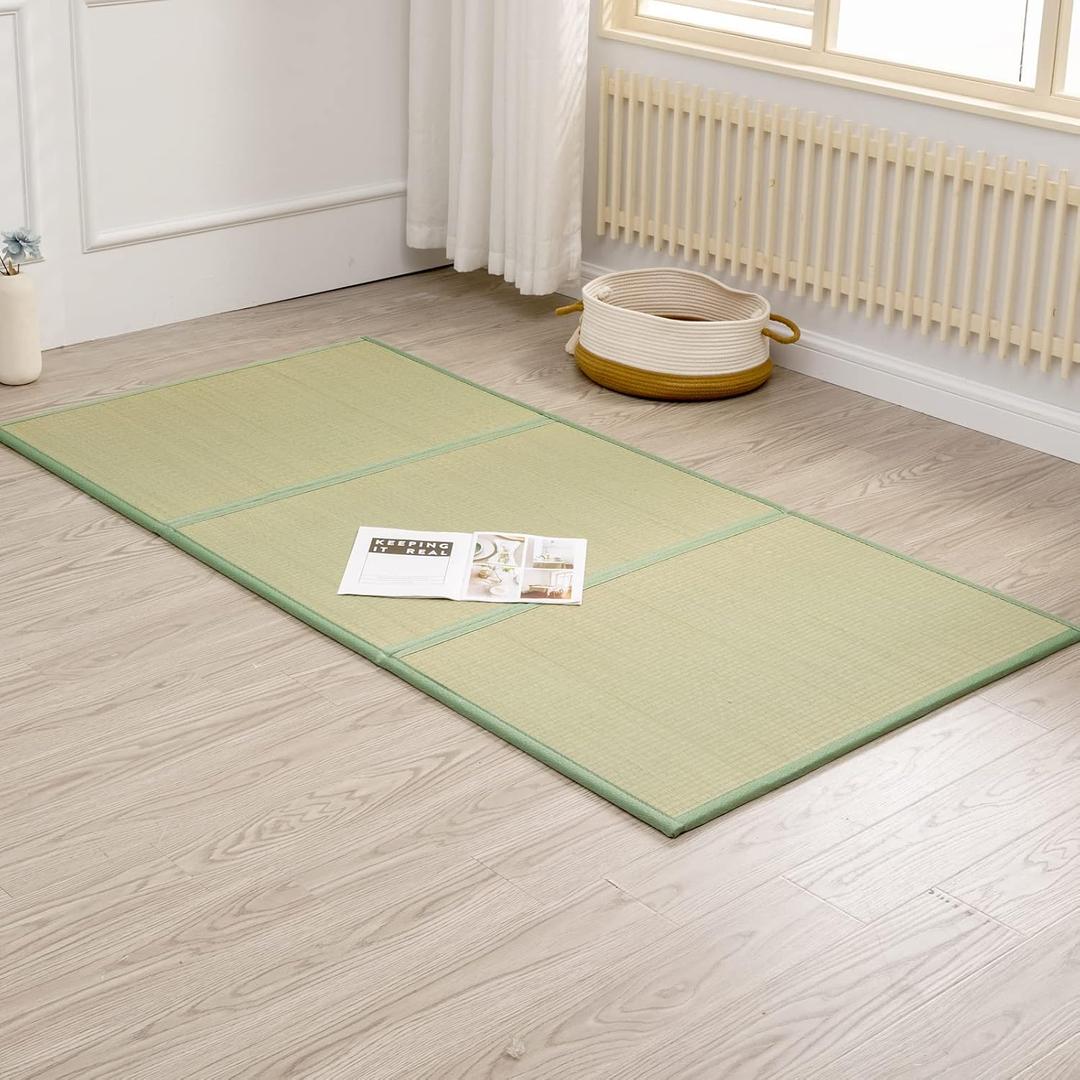 Tatami Mat (Twin 79" x 39" x 0.5"), Japanese Traditional Tatami Mattress, Natural Rush Grass Floor Tatami Futon Mattress for Sleeping, Sitting, Yoga, Relaxing (Twin)