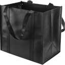Anleo Reusable Grocery Tote Bags (6 Pack, Black) - Hold 44+ lbs - Large & Durable, Heavy Duty Shopping Totes - Grocery Bag with Reinforced Handles, Thick Plastic Support Bottom