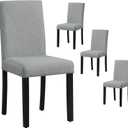 Giantex Dining Chairs Set of 4, Upholstered Kitchen Dinette Chairs w/Solid Wood Legs, Padded Seat & Backrest, Mid Century Armless Kitchen Chairs, Dining Side Chairs for Dining Room, Restaurant, Grey