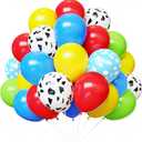 YMSZ Red Blue Green Yellow Latex Balloons, 67pcs 12 Inch Cow Print Balloons For Kids Boys Girls Birthday, Baby Shower Party Decorations