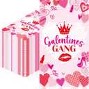 2 x 100 Pcs Galentines Day Napkins, Galentines Gang Party Napkins, Pink Crown Lips Hearts Table Decor for Girls Night, Brunch Party, Besties Celebration Supplies