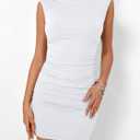 Trendy Queen Womens Boat Neck Going Out Mini Dress Summer Party Club Bodycon Dresses 2026 (White, XS)