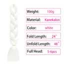 5pcs Glow in the Dark Hair 24inch White Braiding Hair Pre Stretched Colored Hair Extensions for Braiding Luminous Jumbo Braids for Kids Girls Women for Christmas