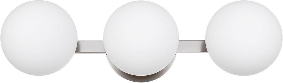 Bathroom Vanity Light Fixtures, Modern 3 Lights Globe Wall Sconce Lighting Brushed Nickel, Porch Wall Mount Light Fixture for Bathroom, Mirror Cabinets Hallway Stairs