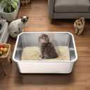 Stainless Steel Cat Litter Box - Large Metal High-Sided Pan for Cats, Pets, Non-Stick, Odor-Free, Easy to Clean, Splash-Proof, Durable (17.7" L x 13.8" W x 6" H)