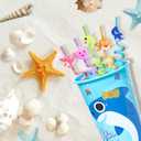 AFZMON 24 Sets Shark Party Favors Goodie Cups With Lids and Silly Straws Bulk, Shark Birthday Decorations for Kids Bags Stuffers Gifts