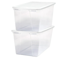 HOMZ 2-Pack Snaplock, Large Clear Plastic Storage Organizer Bins w/Lids, 56 Quart, White - Stackable Container Boxes for Bedroom, Bathroom, Garage, and Office Organization
