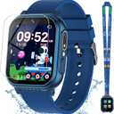 Waterproof Smart Watch for Kids with 32 Games Dual Camera, Habit Tracking, Alarm, Pedometer, HD Touchscreen with Protector, Kids Watch Toys for Boy Age 5-12 Christmas Birthday Gift Boys Girls(Blue)