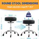 Rolling Stool Heavy Duty 400lb: Super Soft Seat Cushion,360 Swive,Height Adjustability,No Squeaky Noises,No Tip Over, New Upgraded Salon stool Chair, for Tattoo Facial Massage Spa Medical (Black), Normal