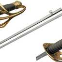 SZCO 32” Officer Ceremonial Sword – Military Dress Sword for Adults with Brass Guard & Pommel, Leather Wrapped Handle & Metal Scabbard for Reenactment, Costume, Display & Ceremonial Use