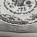 Salad Plates, 8.5 Inch Ceramic Plates Set of 6, Kitchen Plate Microwave Safe, White Porcelain Dessert Plate Porcelain Serving Dishes, Black