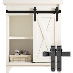 skysen 4ft Single Door Cabinet Sliding Barn Door Hardware Kit Super Mini Sliding Door Hardware for Wardrobe Cabinet TV Stand (ykd2)